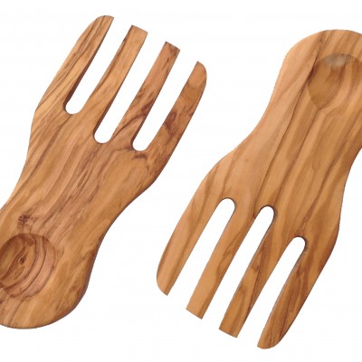 Forchette mani in legno di olivo per insalata